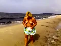 My super lustful wifey can t live without going topless on the beach